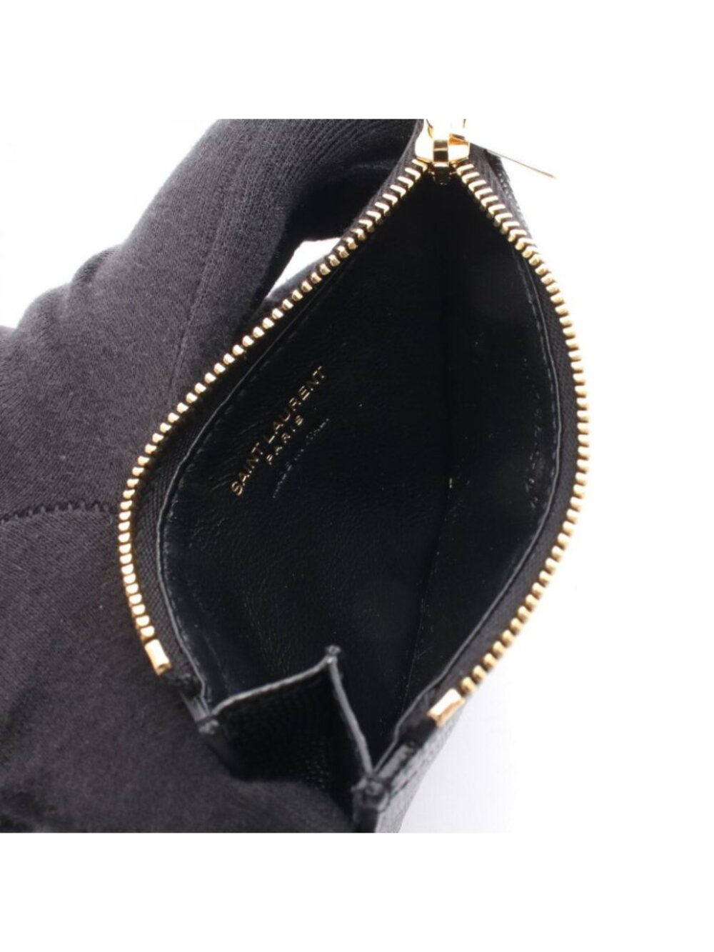 Saint Laurent Paris Coin Case Monogram Fragment Zip Card Leather - Picture 3 of 4